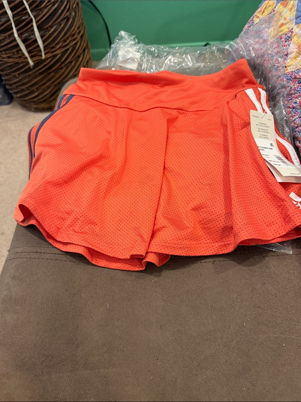 adidas Coral Perforated Tennis Skirt with Inner Shorts